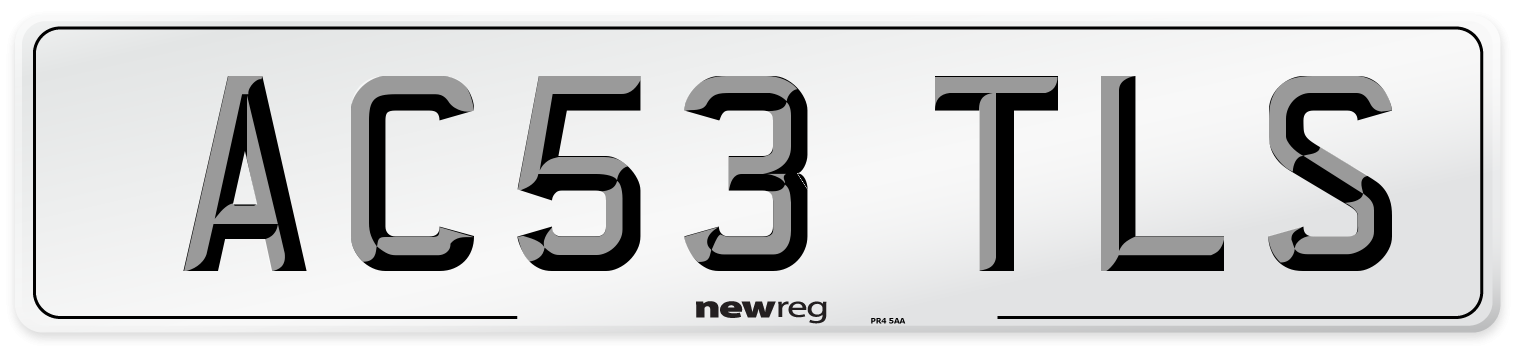 AC53 TLS Number Plate from New Reg